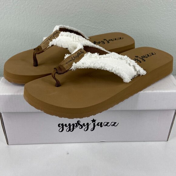 Gypsy Jazz Shoes - Gypsy Jazz Encore White Flip Flop NWT